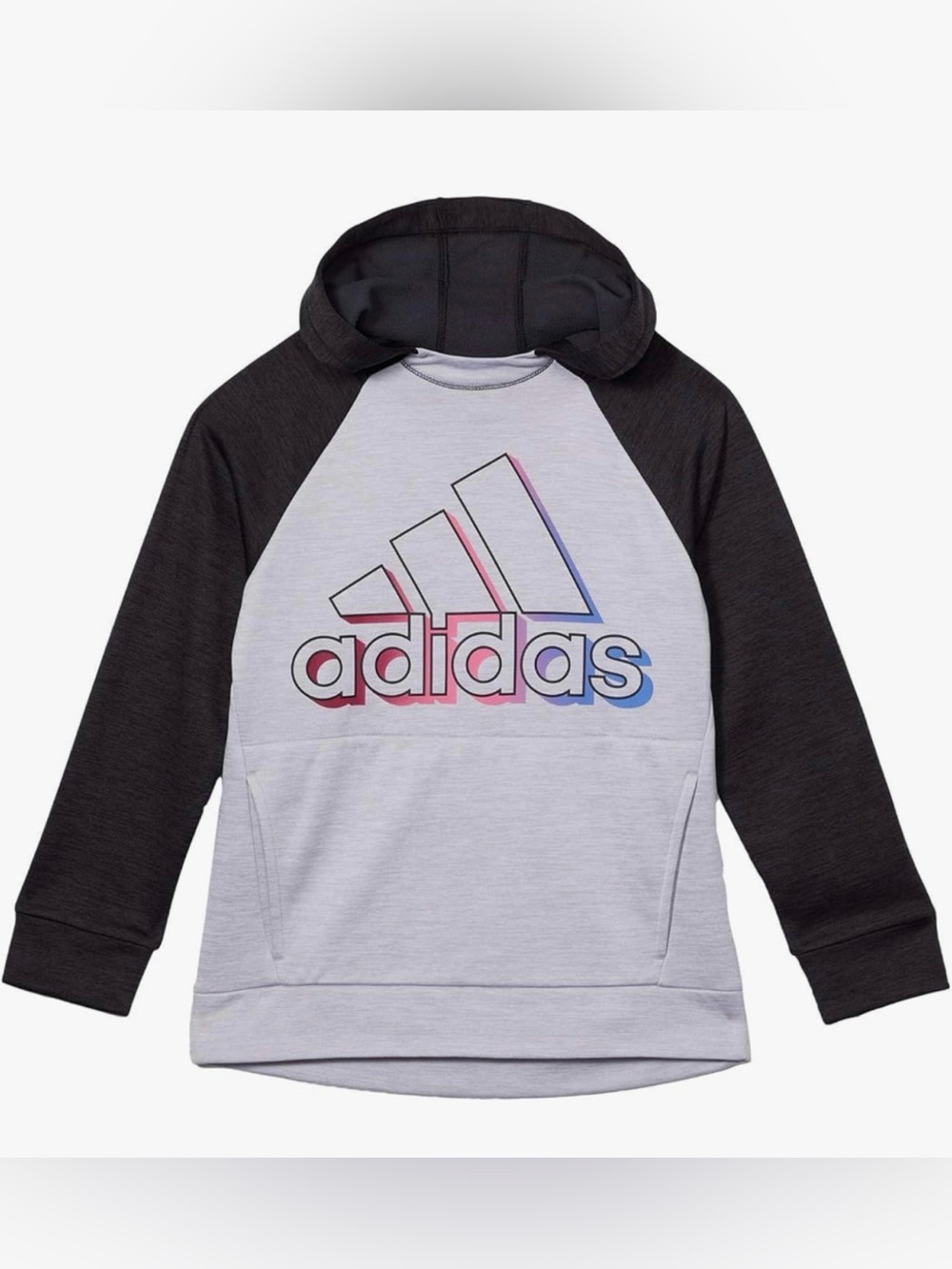 Adidas Girls Hoodie Size Large (girl) Gray Black Pullover Sweatshirt